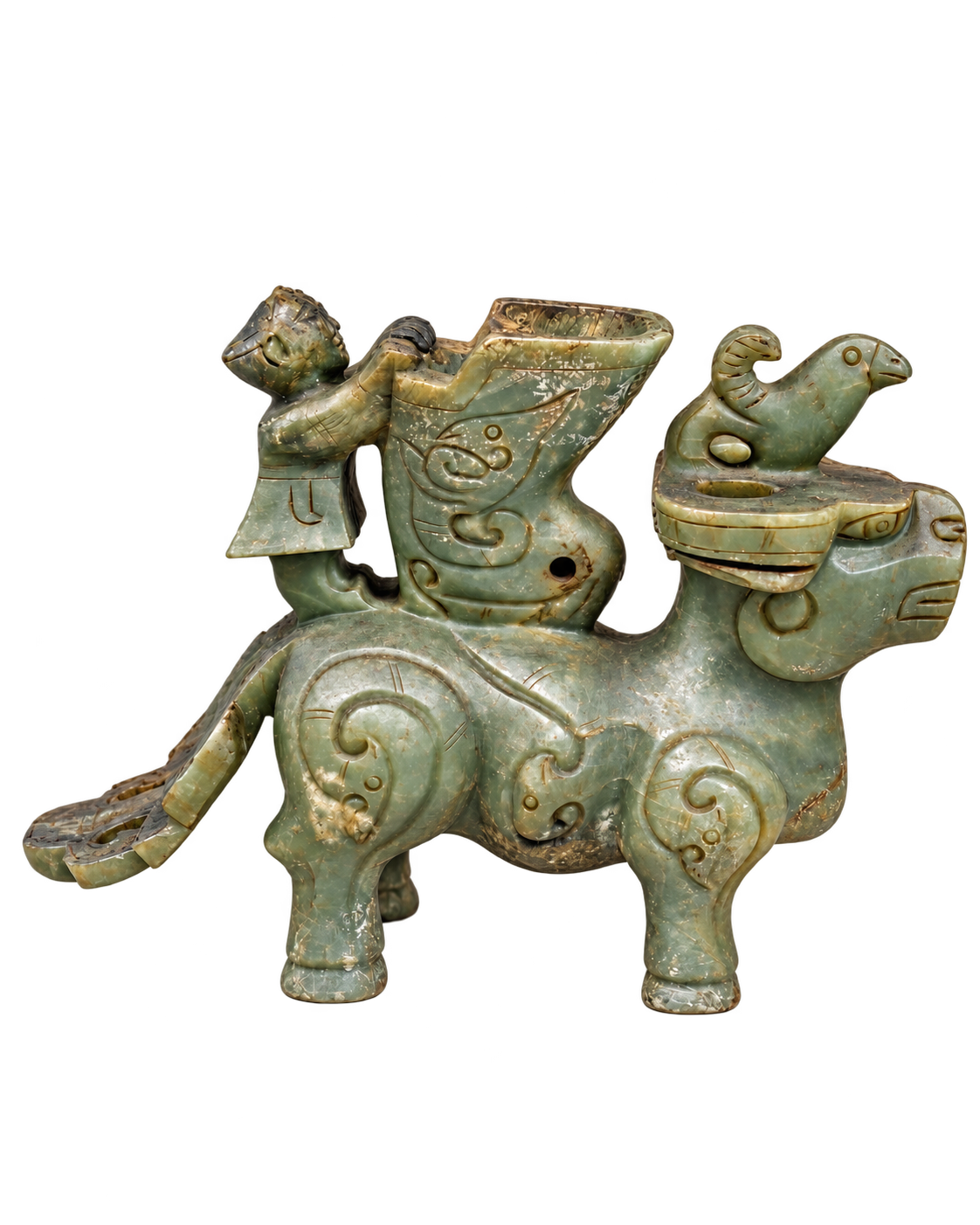 carved stone mythical beast sculpture